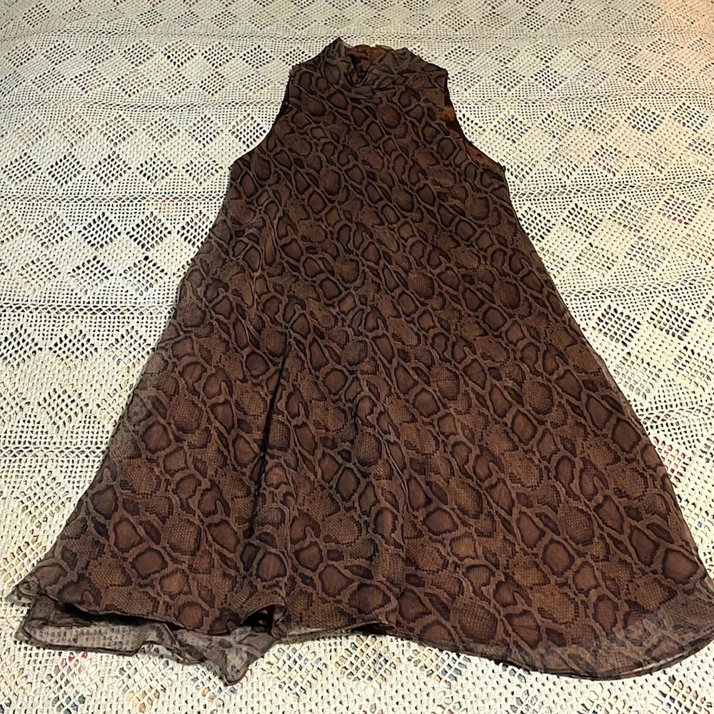 High Neck/ Turtleneck Snake Print Dress